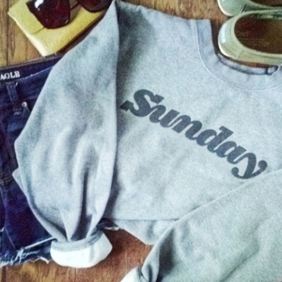 Sweaters - "Sunday" Gray Graphic Pullover Sweater Gray